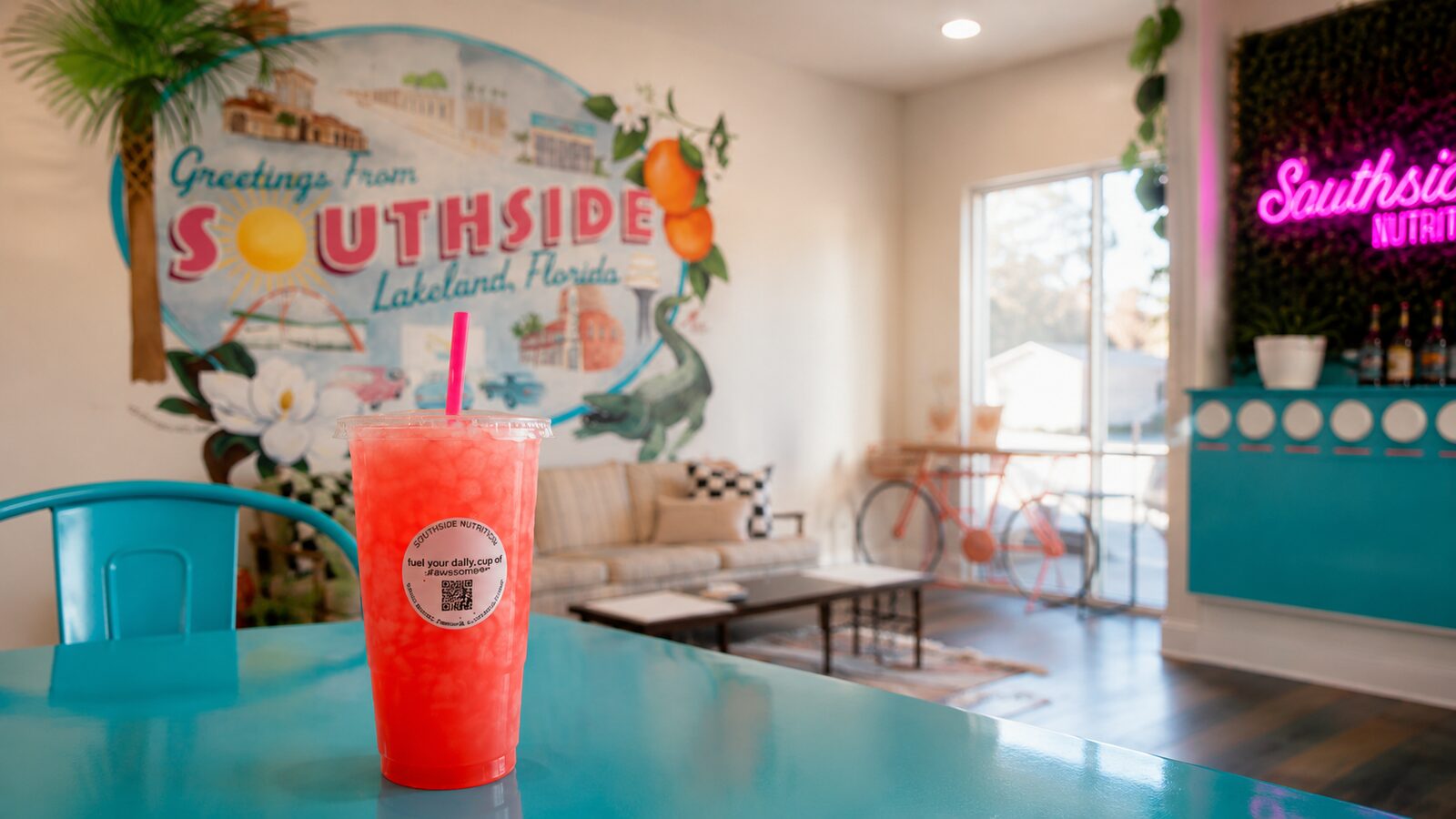 Bright loaded teas over crushed ice with tropical hibiscus